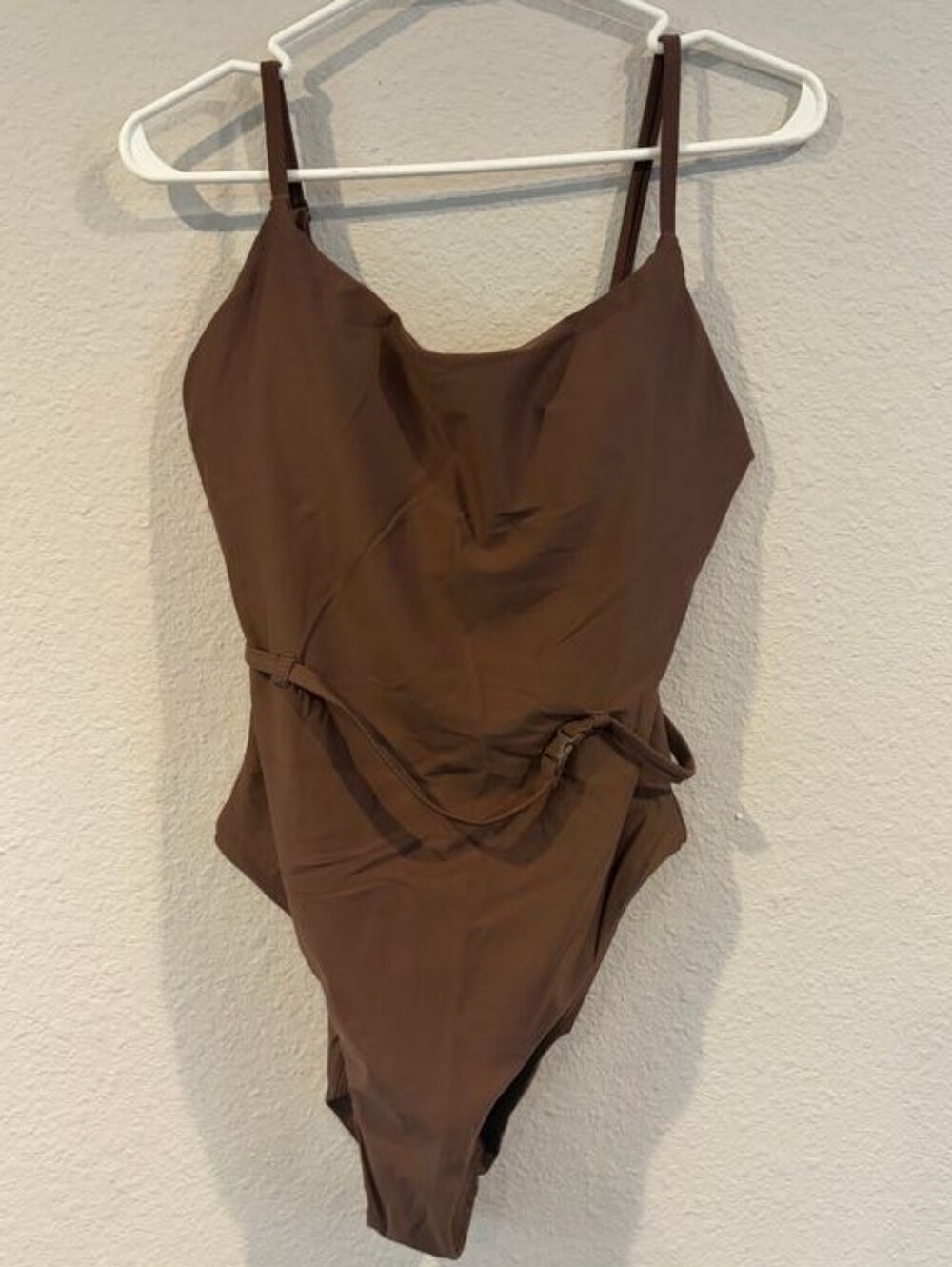 NEW Andie Womens Espresso Brown The Riviera One Piece Belted Swimsuit Size Large